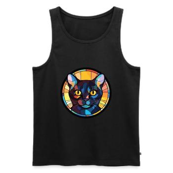 Bombay Cat Breed Illustration aquarelle colorée - Débardeur bio Premium Homme - noir - Devant - Michal (187cm)