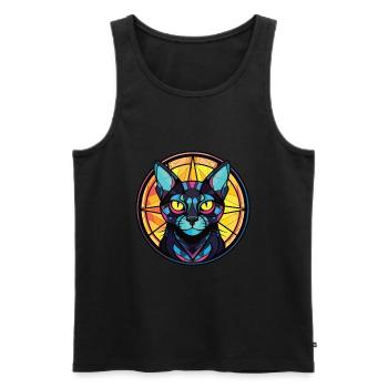 Bombay Cat Breed Illustration aquarelle colorée - Débardeur bio Premium Homme - noir - Devant - Michal (187cm)
