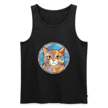 Britische Falte Kurzhaarkatze buntes Aquarell - Männer Premium Bio Tank Top - Schwarz - Vorne - Michal (187cm)