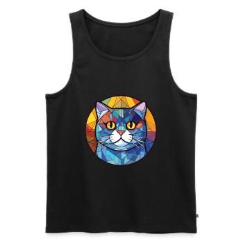 Britisch Kurzhaar Katze Bunte Aquarell-Karikatur - Männer Premium Bio Tank Top - Schwarz - Vorne - Michal (187cm)