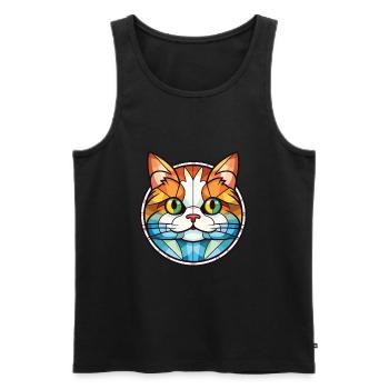 Munchkin-Katze bunte Aquarell-Haustier-Illustration - Männer Premium Bio Tank Top - Schwarz - Vorne - AI Model Male 178 light (178cm)