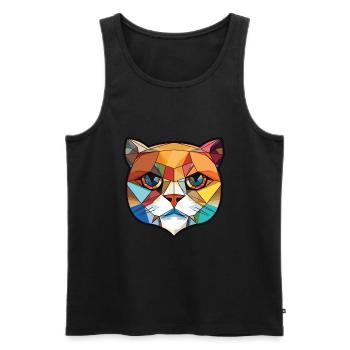 Scottish Fold chat coloré aquarelle Illustration - Débardeur bio Premium Homme - noir - Devant - Michal (187cm)