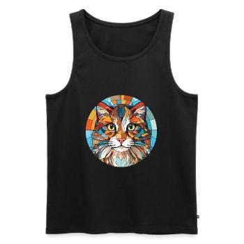 Laperm Cat Breed Illustration aquarelle colorée - Débardeur bio Premium Homme - noir - Devant - Michal (187cm)