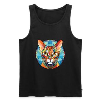 Ocicat Cat Breed Illustration aquarelle colorée - Débardeur bio Premium Homme - noir - Devant - Michal (187cm)