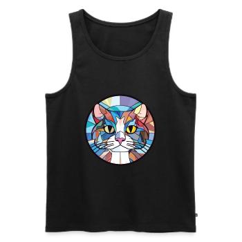 Manx Cat Breed coloré aquarelle Illustration - Débardeur bio Premium Homme - noir - Devant - Michal (187cm)