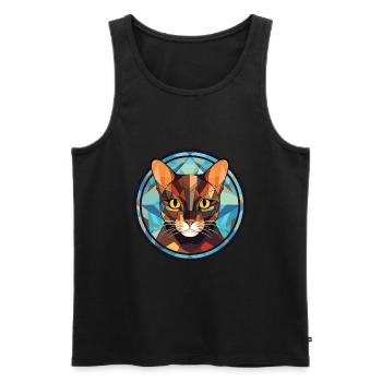 Havanna-braune Katze bunte Aquarell-Illustration - Männer Premium Bio Tank Top - Schwarz - Vorne - AI Model Male 178 light (178cm)