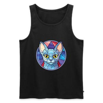 Korat Cat Cat Breed Illustration aquarelle colorée - Débardeur bio Premium Homme - noir - Devant - Michal (187cm)