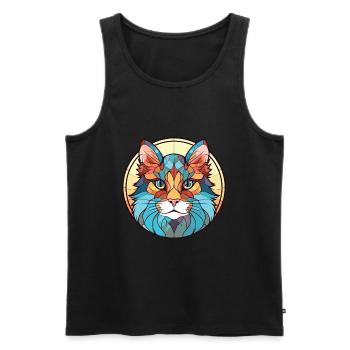 Laperm Cat Breed Illustration aquarelle colorée - Débardeur bio Premium Homme - noir - Devant - Michal (187cm)