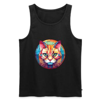 Singapura chat coloré aquarelle animal de compagnie Illustration - Débardeur bio Premium Homme - noir - Devant - Michal (187cm)