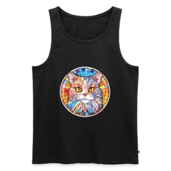 Selkirk Rex Katze Bunte Aquarell-Illustration - Männer Premium Bio Tank Top - Schwarz - Vorne - AI Model Male 178 light (178cm)