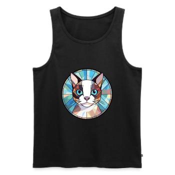 Schneeschuhkatze Buntes Aquarell Haustier Illustration - Männer Premium Bio Tank Top - Schwarz - Vorne - Michal (187cm)