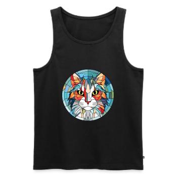 Turkish Angora Cat Colorful Watercolor Pet Cartoon - Men's Premium Organic Tank Top - black - Front - AI Model Male 178 light (178cm)