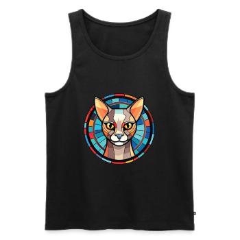 Burmilla Cat Colorful Watercolor Pet Illustration - Men's Premium Organic Tank Top - black - Front - Michal (187cm)