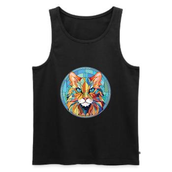 Laperm Cat Breed Illustration aquarelle colorée - Débardeur bio Premium Homme - noir - Devant - Michal (187cm)