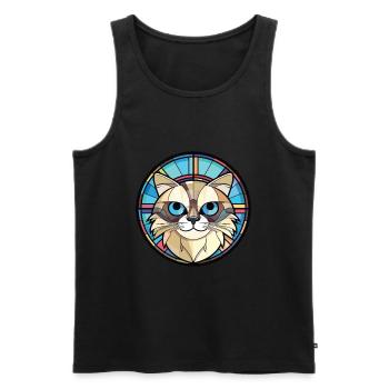 Birma Katze Rasse Bunte Aquarell Illustration - Männer Premium Bio Tank Top - Schwarz - Vorne - Michal (187cm)
