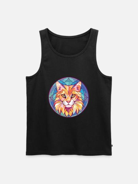 Maine Coon Cat Colorful Watercolor Illustration - Men's Premium Organic Tank Top - black
