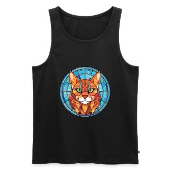 Somali-Katzenrasse bunte Aquarell-Illustration - Männer Premium Bio Tank Top - Schwarz - Vorne - AI Model Male 178 light (178cm)