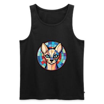 Race de chat siamois coloré aquarelle Illustration - Débardeur bio Premium Homme - noir - Devant - Michal (187cm)