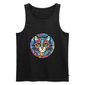 Manx Cat Breed coloré aquarelle Illustration - Débardeur bio Premium Homme - noir - Devant - Michal (187cm)