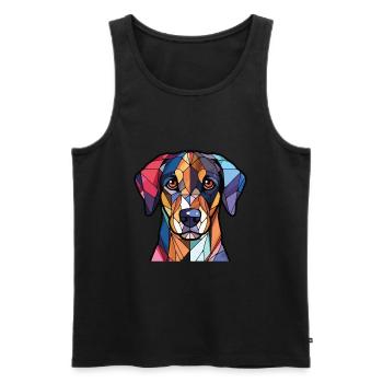 Ariegeois race chien aquarelle verre illustration - Débardeur bio Premium Homme - noir - Devant - Michal (187cm)