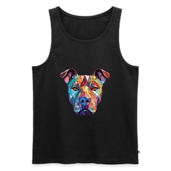 American Pitbull Terrier Dog Breed Watercolor - Men's Premium Organic Tank Top - black - Front - Michal (187cm)