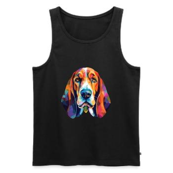 Basset Hund Hunderasse Aquarell Illustration - Männer Premium Bio Tank Top - Schwarz - Vorne - Michal (187cm)