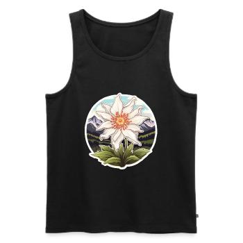 Edelweiß Blume Pflanze Berge - Männer Premium Bio Tank Top - Schwarz - Vorne - AI Model Male 178 light (178cm)