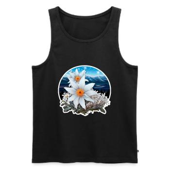 Edelweiß Blume Pflanze Berge - Männer Premium Bio Tank Top - Schwarz - Vorne - AI Model Male 178 light (178cm)