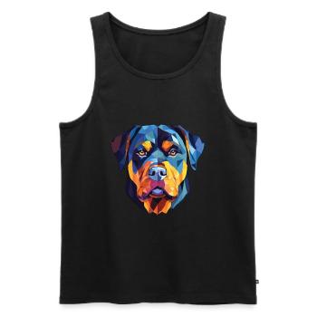 Rottweiler chien race aquarelle verre Illustration - Débardeur bio Premium Homme - noir - Devant - AI Model Male 178 light (178cm)