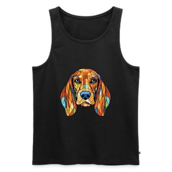 Bosnian Coarse Haired Hound Dog Breed Watercolor - Men's Premium Organic Tank Top - black - Front - AI Model Male 178 light (178cm)