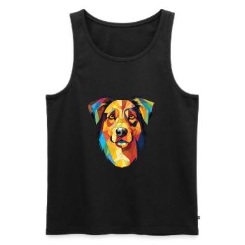 Illustration aquarelle de race de chien de berger basque - Débardeur bio Premium Homme - noir - Devant - Michal (187cm)