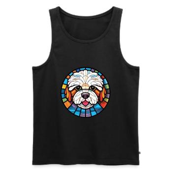 Bichon frisé chien race aquarelle Illustration - Débardeur bio Premium Homme - noir - Devant - Michal (187cm)