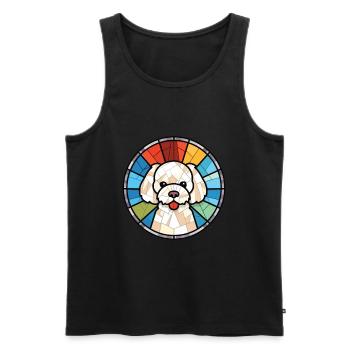 Bichon frisé chien race aquarelle Illustration - Débardeur bio Premium Homme - noir - Devant - Michal (187cm)