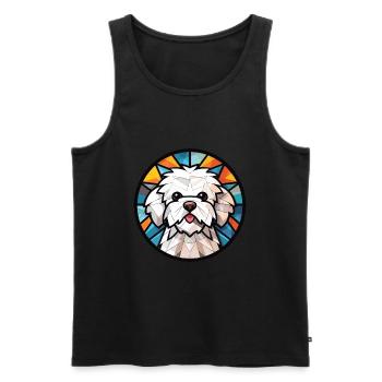 Bichon Frize Dog Breed Watercolor Illustration - Men's Premium Organic Tank Top - black - Front - Michal (187cm)