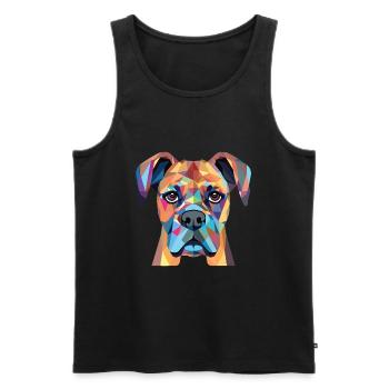 Boxer-Hundsrasse bunte Aquarell-Illustration - Männer Premium Bio Tank Top - Schwarz - Vorne - Michal (187cm)