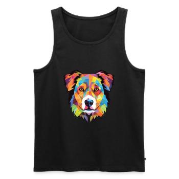 Carpathian Shepherd Dog Breed Colorful Watercolor - Men's Premium Organic Tank Top - black - Front - AI Model Male 178 light (178cm)