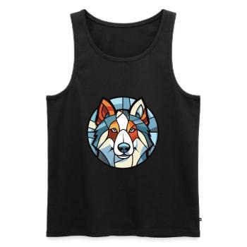 Illustration à l’aquarelle de race de chien esquimau canadien - Débardeur bio Premium Homme - noir - Devant - Michal (187cm)