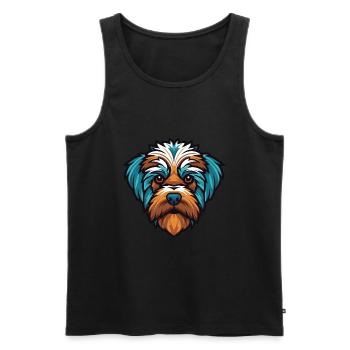 Bichon Yorkie Dog Breed Watercolor Illustration - Men's Premium Organic Tank Top - black - Front - Michal (187cm)
