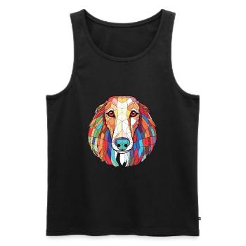 Borzoi Dog Breed Colorful Watercolor Illustration - Men's Premium Organic Tank Top - black - Front - Michal (187cm)