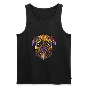 Illustration à l’aquarelle de race de chien griffon de Bruxelles - Débardeur bio Premium Homme - noir - Devant - AI Model Male 178 light (178cm)