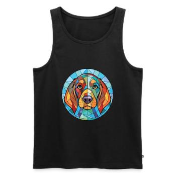 Cao da Serra de Aires Hunderasse Aquarellglas - Männer Premium Bio Tank Top - Schwarz - Vorne - AI Model Male 178 light (178cm)