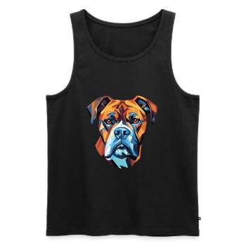 Bull Boxer Hund Rasse Aquarell Glas Illustration - Männer Premium Bio Tank Top - Schwarz - Vorne - Michal (187cm)