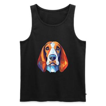 Blue Gascony Basset Dog Breed Colorful Watercolor - Men's Premium Organic Tank Top - black - Front - Michal (187cm)