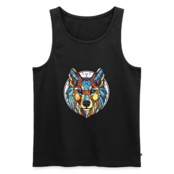 Cao De Castro Laboreiro Wolf Dog Breed Watercolor - Men's Premium Organic Tank Top - black - Front - AI Model Male 178 light (178cm)