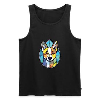 Canaan chien race coloré aquarelle Illustration - Débardeur bio Premium Homme - noir - Devant - Michal (187cm)