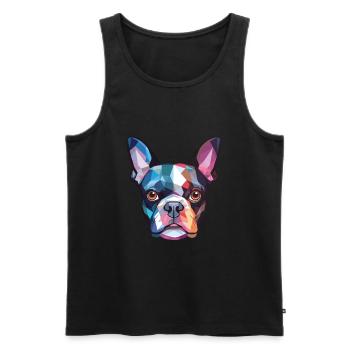 Boston Terrier Hunderasse Aquarell Illustration - Männer Premium Bio Tank Top - Schwarz - Vorne - Michal (187cm)