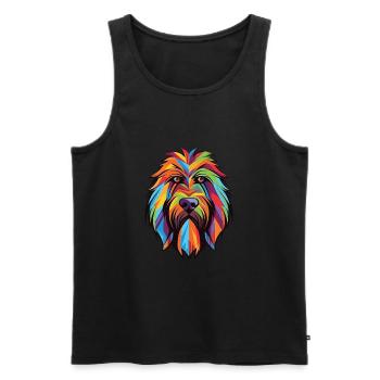 Briard Dog Breed Colorful Watercolor Illustration - Men's Premium Organic Tank Top - black - Front - Michal (187cm)