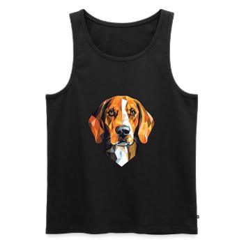 Aquarelle de chien Foxhound de Virginie noir et feu - Débardeur bio Premium Homme - noir - Devant - AI Model Male 178 light (178cm)