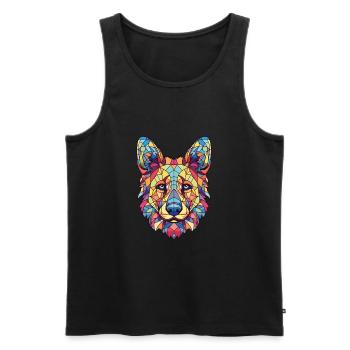 Böhmischer Schäferhund Rasse Buntes Aquarell - Männer Premium Bio Tank Top - Schwarz - Vorne - Michal (187cm)