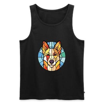 Berger Blanc Suisse Race de chien Aquarelle colorée - Débardeur bio Premium Homme - noir - Devant - Michal (187cm)